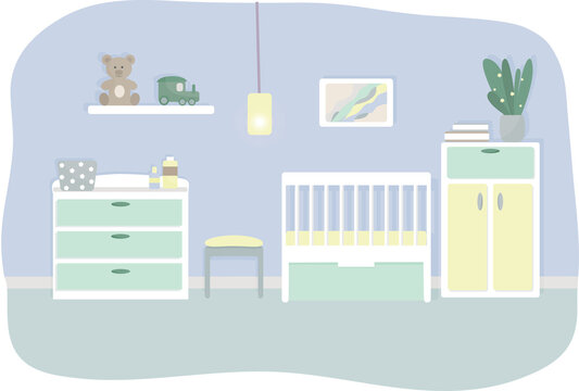 Nursery room. Design for a newborn boy.