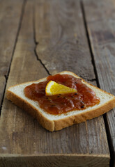 Open andwich with homemade carrot orange jam