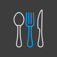 Spoon fork and knife vector flat icon