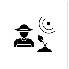 Agronomist glyph icon. Producing food, creating healthier food, managing the environmental impact of agriculture. Successful farming concept. Filled flat sign. Isolated silhouette vector illustration