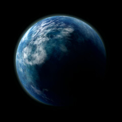 Planet Earth in dark outer space, 3d rendering