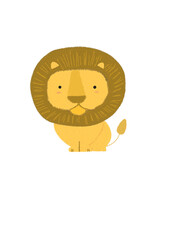 Hand drawn chalk texture lion. Cute lion illustration.