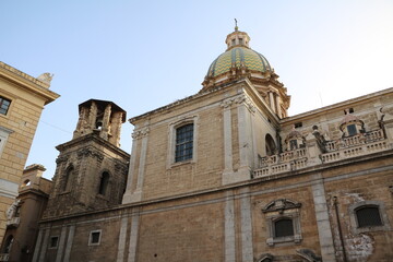 Fototapeta na wymiar St. Catherine of Alexandria church at Piazza Pretoria in Palermo, Sicily Italy