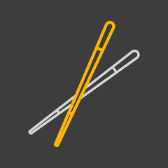 Chinese chopsticks, chop sticks vector flat icon