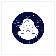 Virgo flat icon. Sixth fire sign in zodiac. Female woman birth symbol. Mystic horoscope sign. Astrological science concept.Vector illustration