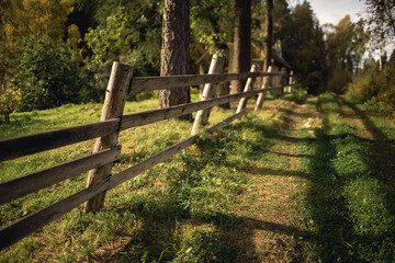 old wooden fence in the village