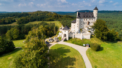 Bobolice Castle, an old medieval fortress or royal castle in the village of Bobolice, Poland