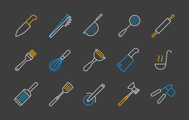 Kitchenware and kitchen vector flat icon set