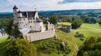 Fototapeta na wymiar Bobolice Castle, an old medieval fortress or royal castle in the village of Bobolice, Poland