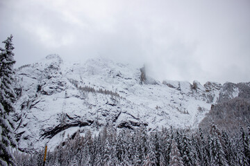 Paisaje de montaña en estacion de invierrno. Con mucha nieve