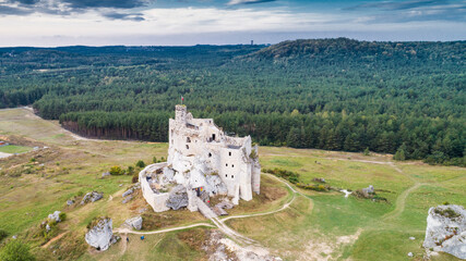 Mirow Castle, an old medieval fortress or royal castle in the village of Mirów, Poland