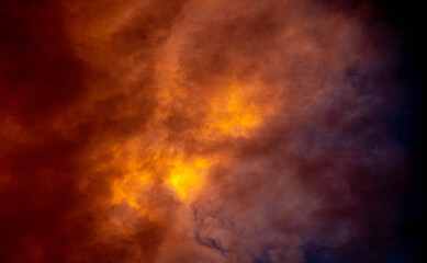 Dramatic sky with red clouds at dusk