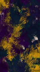 Fototapeta na wymiar Grunge abstract background with colorful paint stains. Pattern with yellow, violet, dark green, purple and dark blue colors. Print for phone case, poster, pillow, gift and wrapping paper.