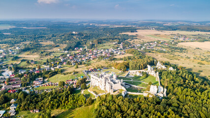 Ogrodzieniec ruins of a medieval castle. Czestochowa region, Poland.
Medieval castle ruins located in Ogrodzieniec, Poland. Aerial view.