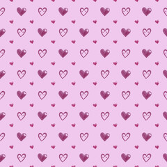 Simple heart shape seamless pattern in diagonal arrangement. Love and romantic theme background.