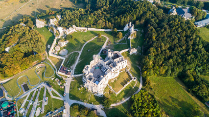 Ogrodzieniec ruins of a medieval castle. Czestochowa region, Poland.
Medieval castle ruins located in Ogrodzieniec, Poland. Aerial view.