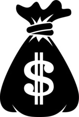 Vector illustration of the money bag sack silhouette