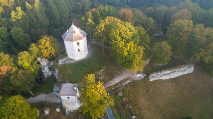 Ojcow castle. Medieval castle in the village of Ojcow in the autumn scenery. 
Trail of the Eagles Nests (Szlak Orlich Gniazd). Krakow - Czestochowa Upland.