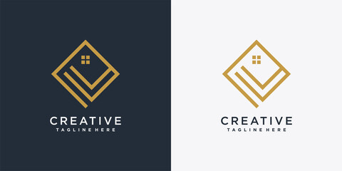 House logo design initial letter p template with creative concept