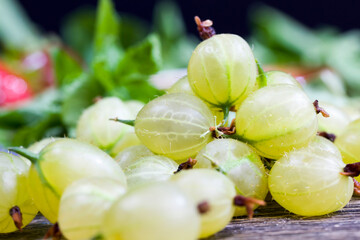 ripe and delicious green gooseberries