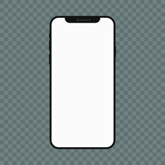 Smartphone mockup with blank white screen. Realistic vector trendy frameless smart phone, cellphone isolated.
