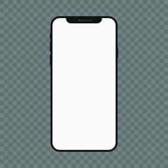 Smartphone mockup with blank white screen. Realistic vector trendy frameless smart phone, cellphone isolated.