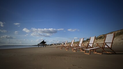 Piano and Beach Chairs on the Shore 3D Illustration