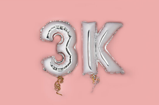Silver Number Balloons 3K