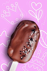 Chocolate popsicle. Ice cream isolated on white background.