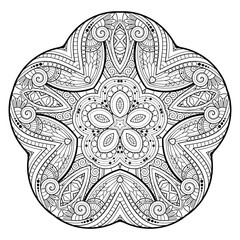 Vector Monochrome Star. Ethnic Decorative Element. Abstract Object Isolated On White Background