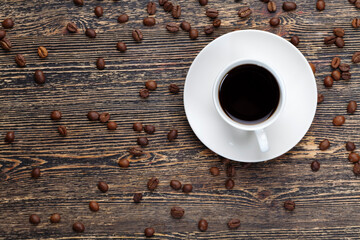coffee beans in a cup, closeup