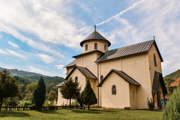 Fototapeta na wymiar Beautiful old church in montenegro. Summer vacation in Europe