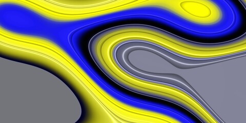 Blue yellow contrasts, waves abstract background with waves