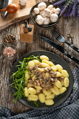 Gnocchi with mushroom sauce.
