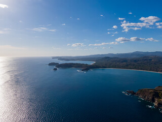 Beautiful aerial view of the Carrillo beach and ocean in Costa Rica