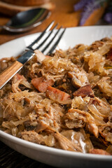 Bigos - sauerkraut stewed with meat, dried mushrooms and sausage.
