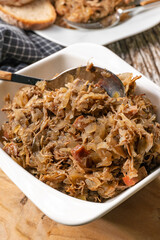 Bigos - sauerkraut stewed with meat, dried mushrooms and sausage.