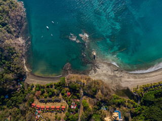 Beautiful aerial view of the Carrillo beach and ocean in Costa Rica