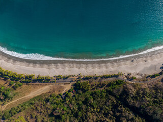 Beautiful aerial view of the Carrillo beach and ocean in Costa Rica