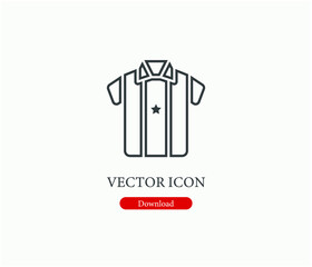 Shirt vector icon.  Editable stroke. Linear style sign for use on web design and mobile apps, logo. Symbol illustration. Pixel vector graphics - Vector