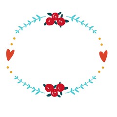 Colorful Decorative flowers floral branches heart dot frame illustration 