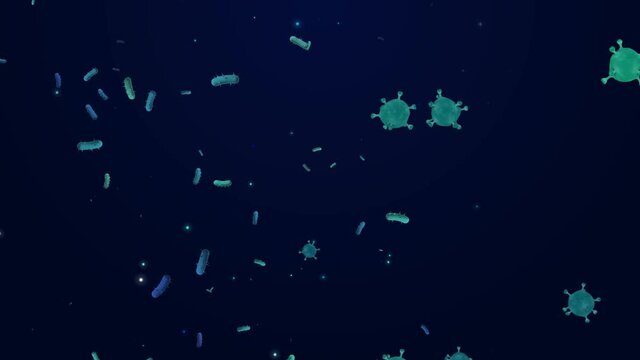 virus floating particle cells dark science background