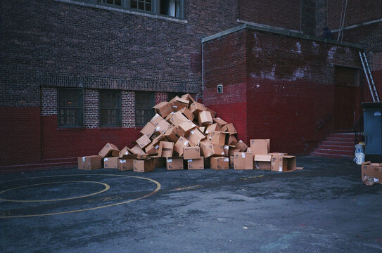 Cardboard Boxes Outside Buildings