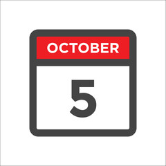 October 5 calendar icon with day of month