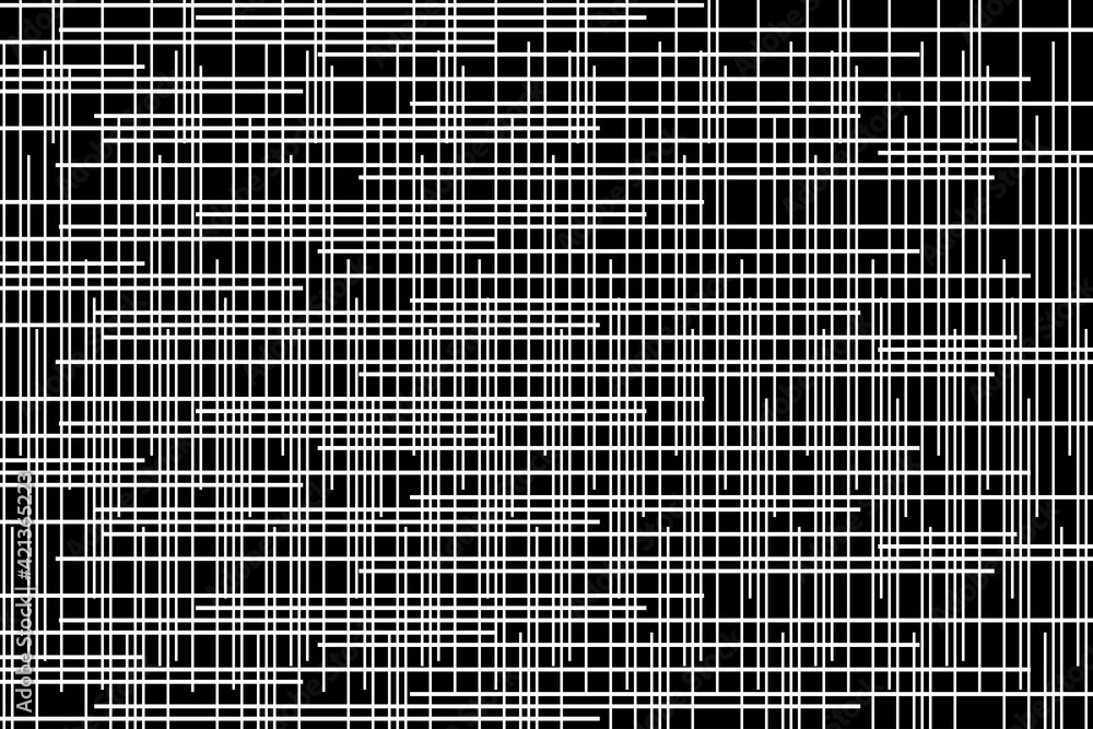 Aufkleber abstract lines of graphic pattern. design horizontal and vertical stripe of random line white on bla