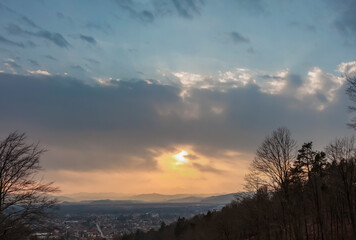 panorama sunset in the mountains