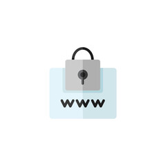 Secure web navigation. Security padlock. Internet concept. Flat color icon. Commerce vector illustration