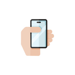 Smartphone in a hand. Mobile payment technology. Flat color icon. Commerce vector illustration