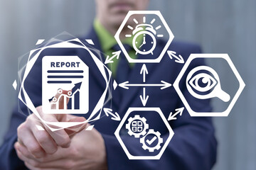Finance and business concept of report. Analysis of report data.