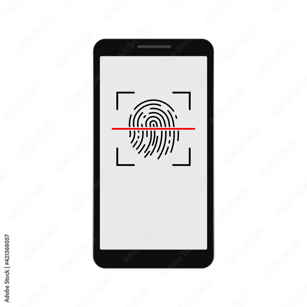 Poster smartphone unlocking icon. fingerprint scan icon. vector illustration.